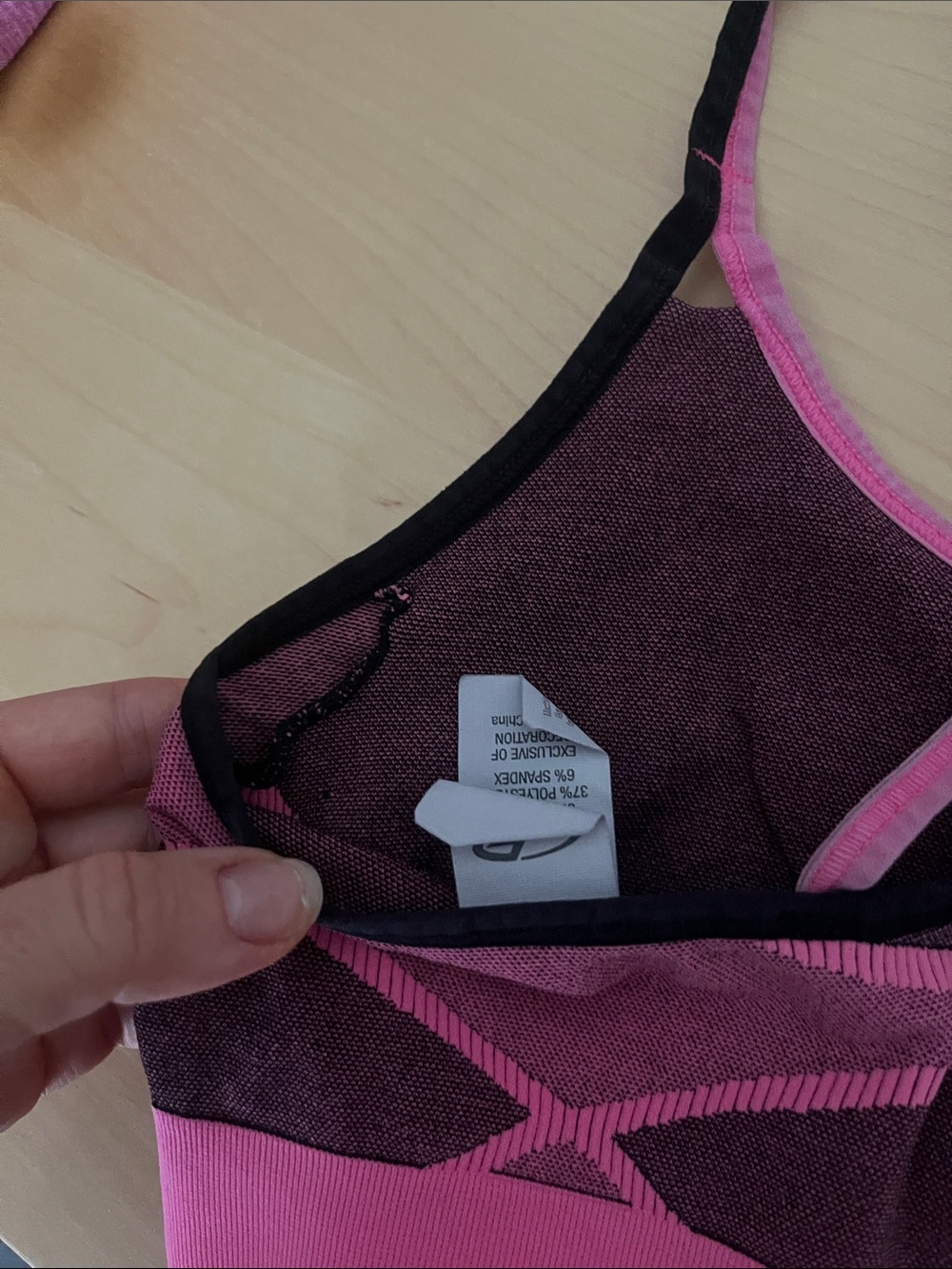 7/$20 Seamless Pink Sports Bra with Contrast Black Straps - Picture 4 of 4